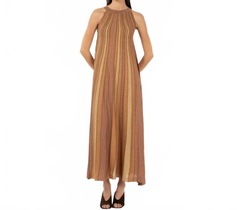 NEW AGGEL KNITWEAR the damaris maxi dress in earth & gold